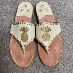 Cream and Gold pineapple Jack Rogers